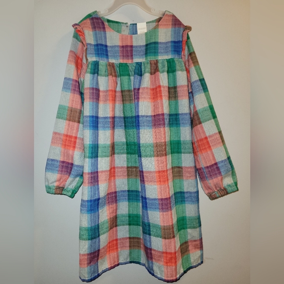 💙 Vintage Gymboree Blue Green Plaid Long Nightgown Girls 7 8 Nightie Sleepwear - Picture 1 of 11